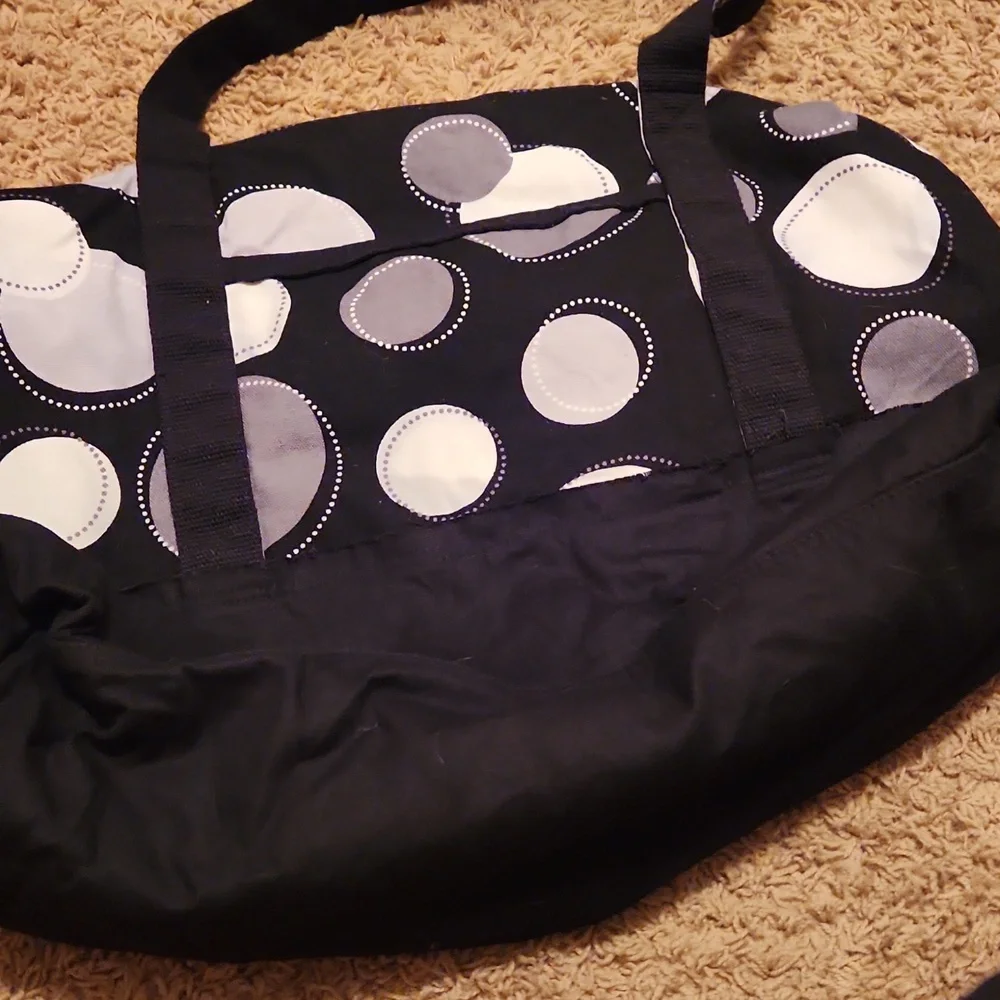 Thirty-One Polka Dot Tote Bag - Black and Gray Large Tote